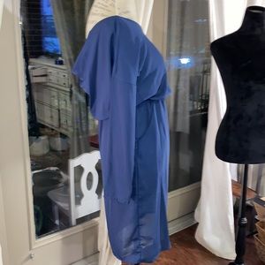 OC Order plus navy blue longsleeve lightweight shoulder draped dress size Small​